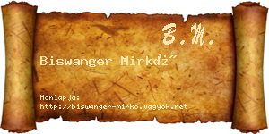 Biswanger Mirkó névjegykártya